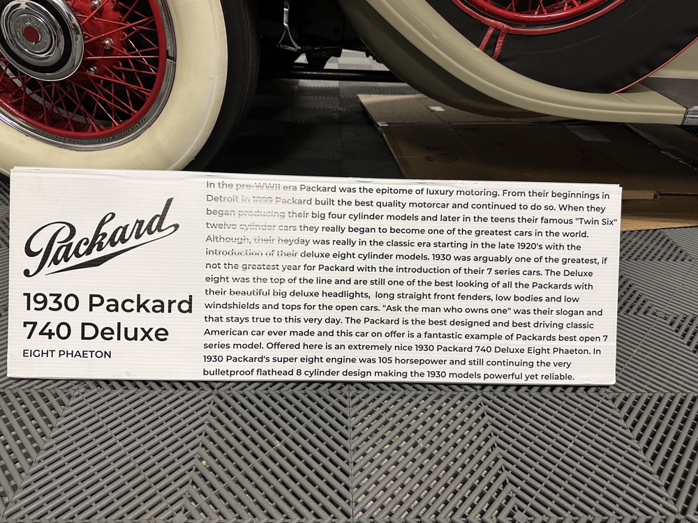 Display plaque for the 1930 Packard